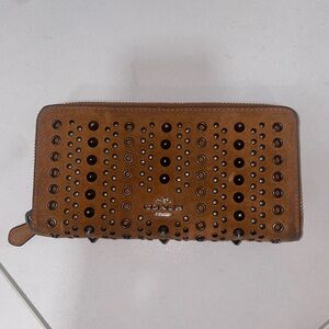 Coach Brown Studded Leather sued Wallet